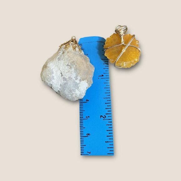 Lot of Two Natural Quartz  Geode Pendants - Picture 3 of 3